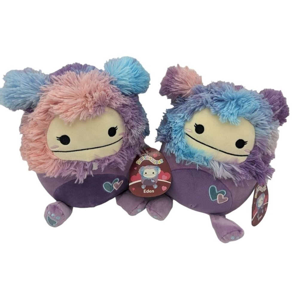 Squishmallows Eden 8" Bigfoot Valentine Plush Heart Belly Purple Easter Gift New